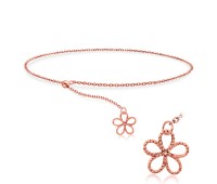 Rose Gold Plated Flower Silver Bracelet BRS-446-RO-GP